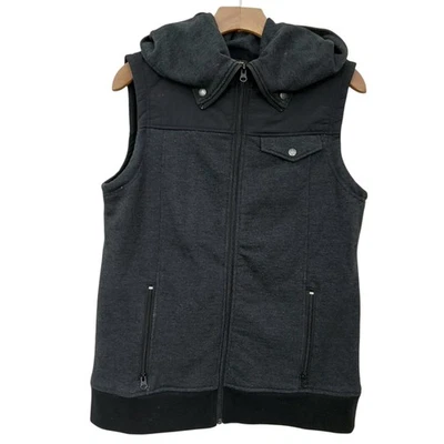 Burton Vest Womens M/L Dark Gray Hooded Cotton Blend Full Zip Travel Outdoor - Image 1 of 4