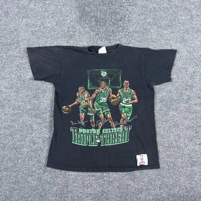 Camisa De Colección Boston Celtics Para Hombre Mediana Negra NBA Baloncesto Triple Amenaza Años 90 Foto 1 de 4