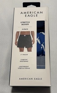 American Eagle Boxers Mens Medium 3 Pack Blue - Picture 1 of 3