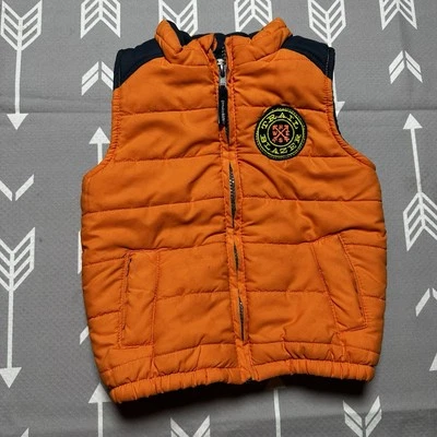 Genuine Kids From Oshkosh Toddlers’ Puffer Vest Sz 2T  Full Zip Logo Orange - Image 1 of 4