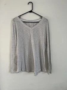 Eileen Fisher gestreiftes Langarmshirt Größe M Baumwolle Shirt weiß grün - Bild 1 von 4