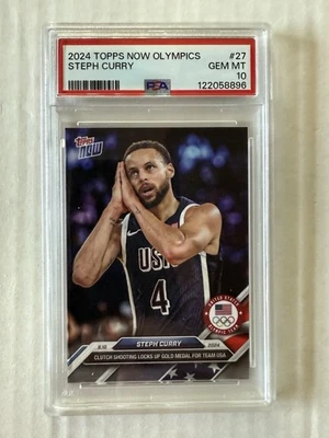 2024 Topps Now Steph Curry #27 Olympic Gold Medal Game Night Night PSA 10 - Image 1 of 3