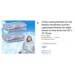 2 Pack cooling Blankets, 50"x70", gray - great for dogs, emergency - Picture 1 of 7
