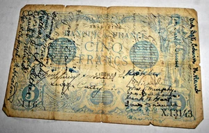 BILLETE DE FRANCIA 5 FRANCOS BANCO DE FRANCIA TRANSACCIÓN BILLETE DE DINERO BILLETE DE BANCO - Imagen 1 de 7