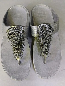 FitFlop Cha Cha Damen-Flip-Flop-Riemensandalen schwarz Schlange Slipper – US 9 - Bild 1 von 13