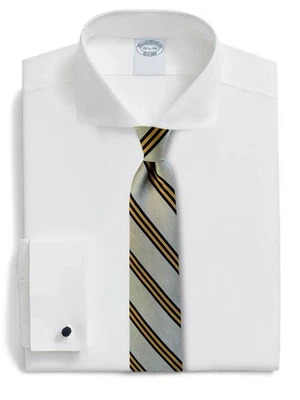 Corbata a rayas con marco amarillo dorado azul marino plateada 100 % seda J Crew para hombre Foto 1 de 4