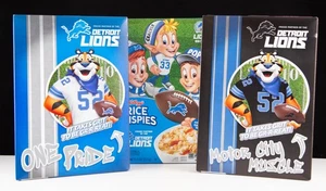 Nuevo juego de 3 cajas de cereales Detroit Lions Kelloggs copos esmerilados y arroz crujientes - Imagen 1 de 2