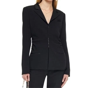 Jonathan Simkhai Black Crepe Tuxedo Classic Satin-Trimmed Blazer Women’s Size 0 - Picture 1 of 10