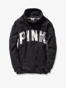 Victoria’s Secret ROSA Lentejuelas Bling Campus Capucha Cuello S - Imagen 1 de 2