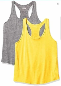 Jockey Women's 2 Pack Racer Back Tank Size XL Gray and Yellow NWT - Picture 1 of 5