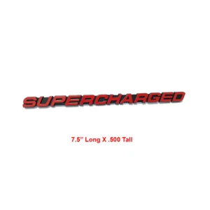 1 SUPERCHARGED SUPER CHARGED ENGINE FENDER HOOD EMBLEMS BADGE BLACK RED - Picture 1 of 1