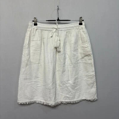 NUEVO CON ETIQUETAS Tommy Bahama Mujeres Algodón Cintura Elástica Midi Falda Talla Pequeña Blanca C014-13 Foto 1 de 4
