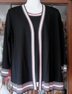 MISOOK: 2X Black Ribbed Jacket with Pink &White Trim including Matching 2x Shell - Picture 1 of 9