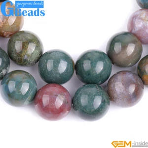 Natural Stone Indian Agate Round Loose Beads For Jewellery Making 15" Necklace - Bild 1 von 102