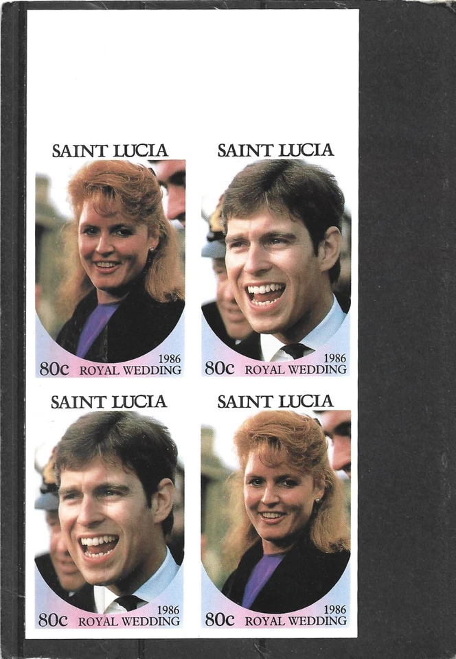 Лист St Lucia 1986 Royal Wedding Imperf 4 как новый без наклеек и следов - Изображение 1 из 1