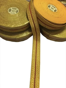 Gold Military,Mylar Braid With Half Red Line width size 2.5CM (price per metre) - Picture 1 of 6
