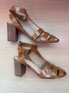 NIB $198 J. Crew Fisherman Pumps Sandals Block Heel Leather Size 8(US) - Picture 1 of 7