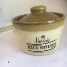 Vintage Harrods Ceramic Blue Stilton Tub / Jar
