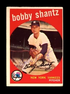 1959 TOPPS BOBBY SHANTZ #222 YANKEES SIGNED AUTOGRAPH 2 - Picture 1 of 1