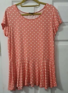 Blusa de verano para mujer con lunares ajustada y llamarada naranja y crema UK talla 14 papaya - Imagen 1 de 12