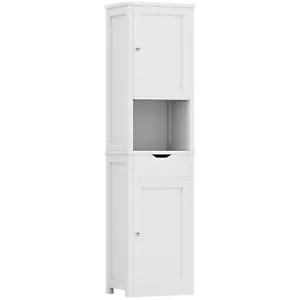 Tall Bathroom , Slim Corner Floor Cabinet with Doors and Drawer, Freestanding... - Picture 1 of 8
