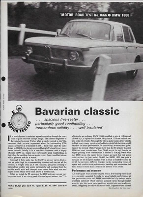 BMW 1800 1966: cargador de motor de 6 páginas prueba en carretera Foto 1 de 4