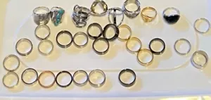 Over 20 + Lot -Stainless Steel & Misc Unisex Rings- jewelry - Mostly Sizes 6/8 - Picture 1 of 4