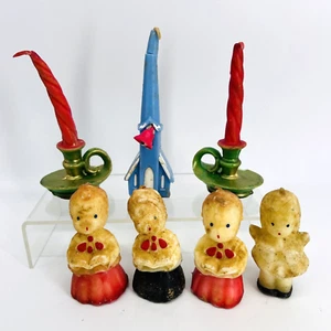 VINTAGE SET MITTE DES JAHRHUNDERTS 1950ER JAHRE GURLEY WEIHNACHTSKERZEN-KIRCHE-WEIHNACHTSLIEDER-ENGEL-LAMPEN - Bild 1 von 18