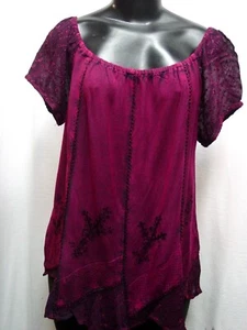 Peasant Blouse Camisole Renaissance re-enactment Rayon PLUM color 2 Sizes - Picture 1 of 8