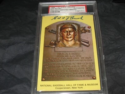 Edd Roush PSA DNA Signed Yellow 1964 Hall of Fame Plaque Autograph ~Cincinnatti - Image 1 of 4