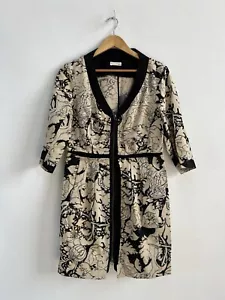 HOSS Intropia Cream Cotton Silk Zip Up Patterned Shift Dress Size 44 - Picture 1 of 9