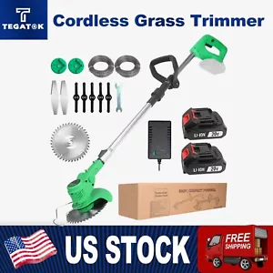 Tegatok Cordless Grass String Trimmer Cutter Electric Weed Eater Lawn Edger - Picture 1 of 15
