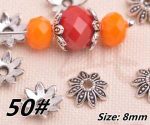 50 pièces bonnets de perles de fleurs en argent tibétain lot de perles d'espacement bricolage fabrication de bijoux