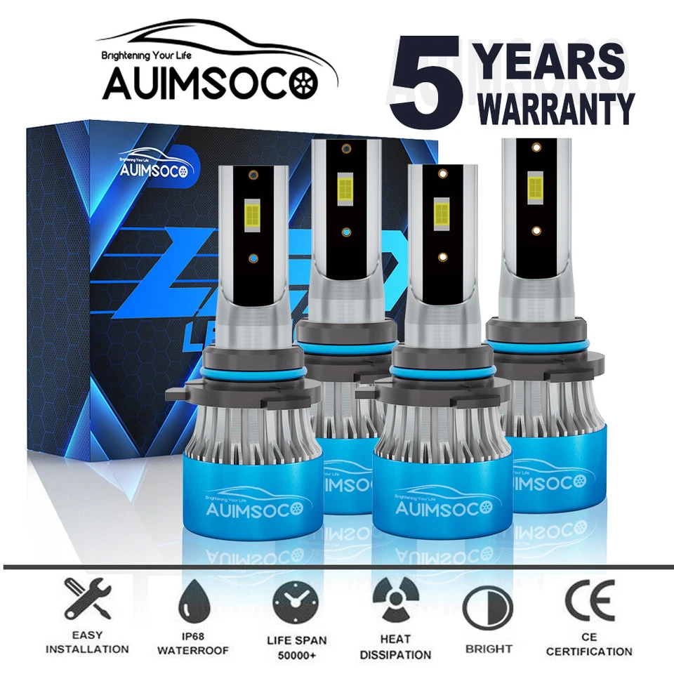 For Saturn SL SL1 SL2 Base Sedan 1991-2002 LED Headlight High Low Beam Bulbs Kit - Image 1 of 4