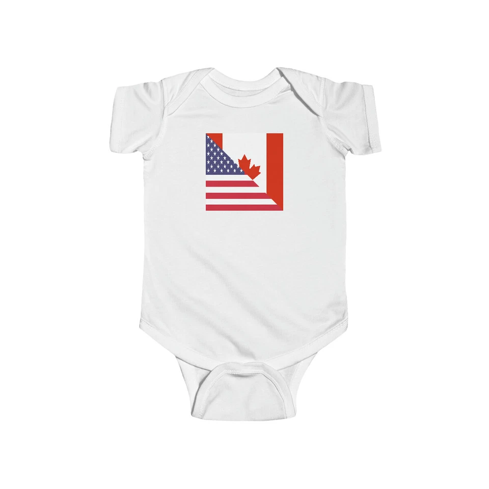 Canadian American Flag Baby Bodysuit | Canada USA Newborn Clothes - Image 1 of 1