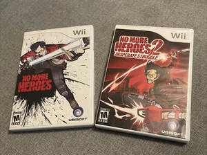 No More Heroes Lot: 1 & 2  Nintendo Wii 2008 CiB Complete Minty Tested Authentic - Picture 1 of 14