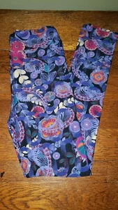 LuLaroe L/XL Girls Floral Super Soft Leggings NEW - Picture 1 of 5