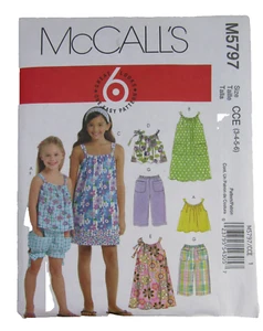 McCalls Schnittmuster 5797 Mädchen Kleid, Top, Hose & Shorts Größe 3-6 UNGESCHNITTEN T233 - Bild 1 von 1
