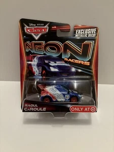 Disney Pixar Cars Neon Racers Raoul Caroule Exclusivo Decoración Metálica - Imagen 1 de 18