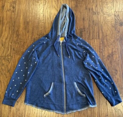 Ruby Rd. Women’s Blue/Gray Zip Up Stretch Hoodie Jacket Size Med Silver Accents - Image 1 of 4