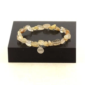 Stones And Minéraux. Bracelet Beads Quartz To Rutile Golden From Brazil. Made E - Picture 1 of 5
