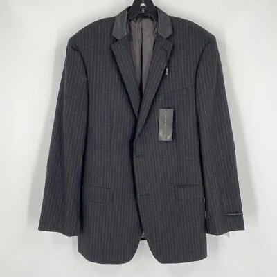 Blazer Marc New York Hombre Gris Pin Rayas Imitación Cuero Cuello Codo Parche 42L Foto 1 de 4