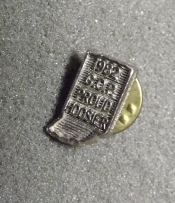 Indiana GOP Proud Hoosier State Shape Solapa Pin Tie Tack 1982 Partido Republicano Foto 1 de 3