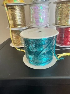 new 100 yards continuous blue 5mm wide flat sequins trim craft material - Picture 1 of 2