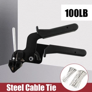 Edelstahl Zip Tie Cutter Kabelbinder Pistole Befestigungswerkzeug + 200 Stück Metall Zip Binder - Bild 1 von 12