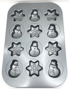 Pampered Chef Invierno Muñeco de Nieve y Copo de Nieve Pastel Sartén Vacaciones #100022 15.5" x 10.5" - Imagen 1 de 5