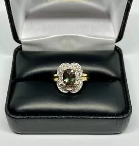 14k 14kt yellow gold mystic topaz and diamond ladies ring 4.4 grams size 8 - Picture 1 of 20