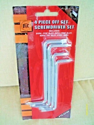 2 SETS Offset Screwdriver 4 piece Bent Right Angle Phillips Flat Head New SEALED - Image 1 of 4