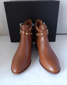 NUEVO SIN CAJA Auténtico COACH DANIKA Sillín Cuero Marrón con Tachuelas Doradas Botines 9 B - Imagen 1 de 11