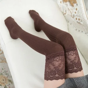 Damen Gestrickt Bubble Socken Japanisch Lace Strümpfe Baumwolle Lang Bein Wärmer - Bild 1 von 19